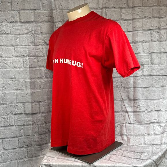 Screen Stars Best Bah Humbug Christmas XL T-Shirt 50/50 USA Single Stitch - Picture 3 of 11